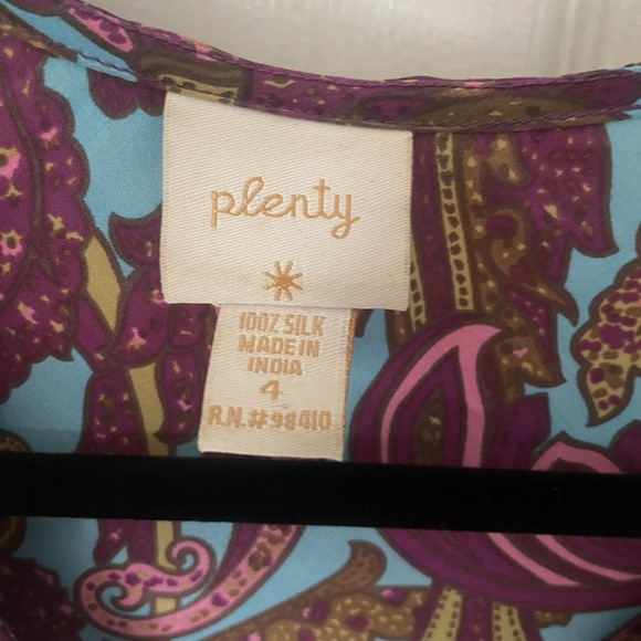 Plenty By Tracy Reese Beaded Silk Long Bell Sleeve Tie Back Blouse Top Size 4 - Picture 3 of 13